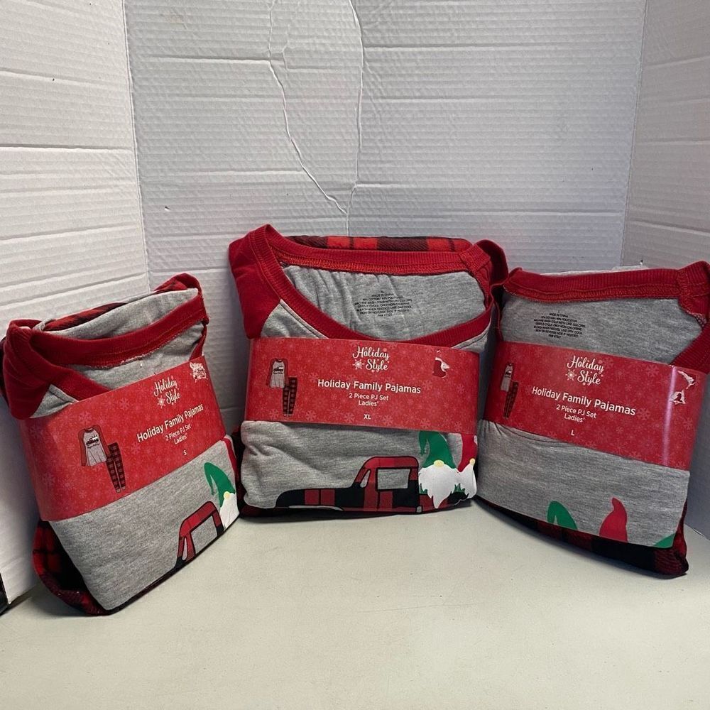 HOLIDAY STYLE  3 Women’s Pajama Sets Gray Red And Black Plaid Sizes‎  S L and XL